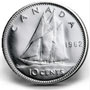 1962 Canadian dime Each coin contains 0.06 oz Silver at 0.800 Fineness. Mintage 41,864,335.